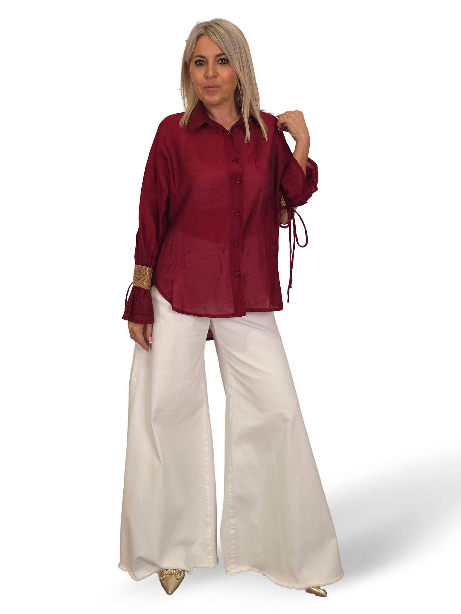 Chemise en mousseline JOT avec poignets dorés