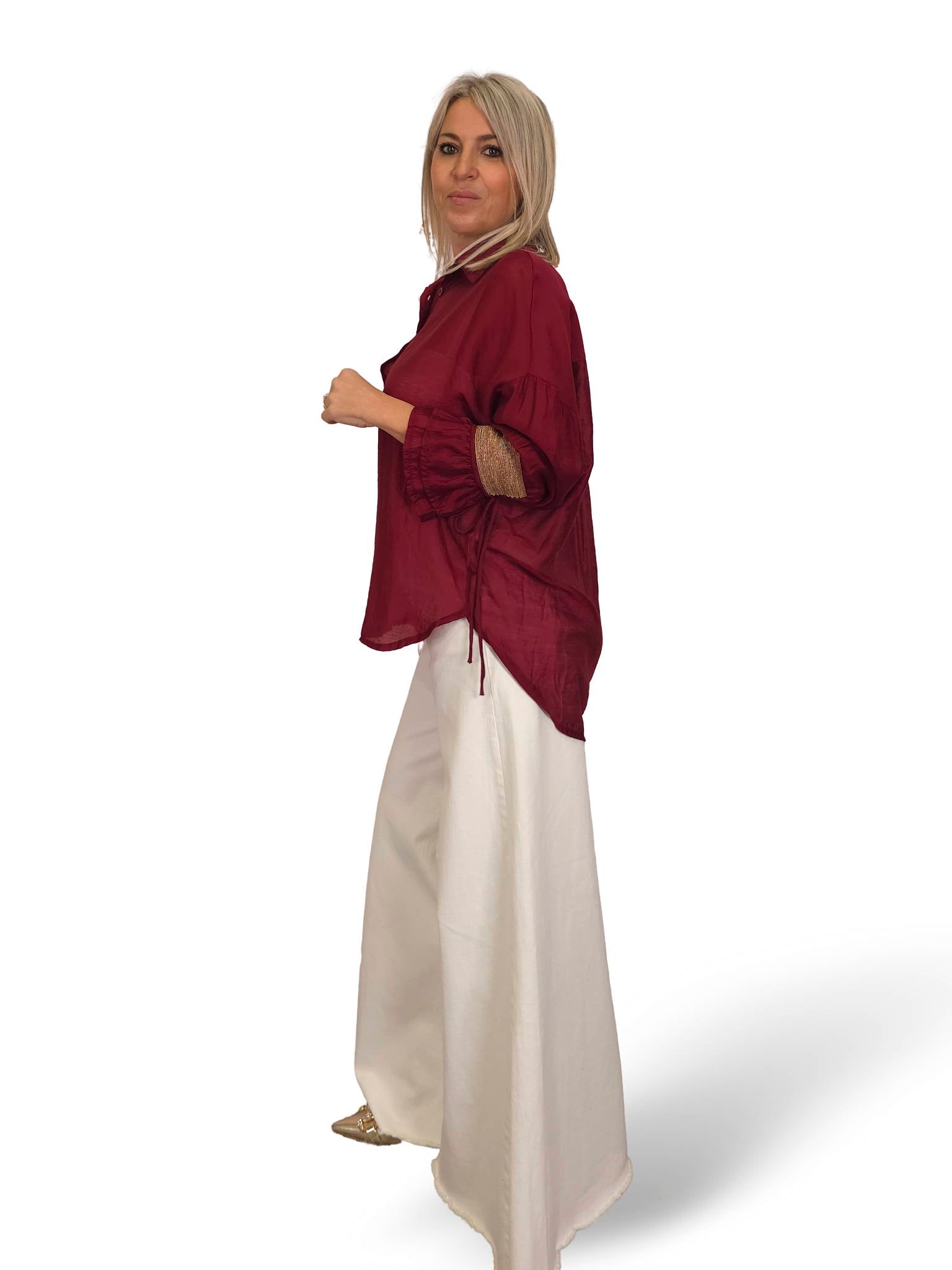 Chemise en mousseline JOT avec poignets dorés