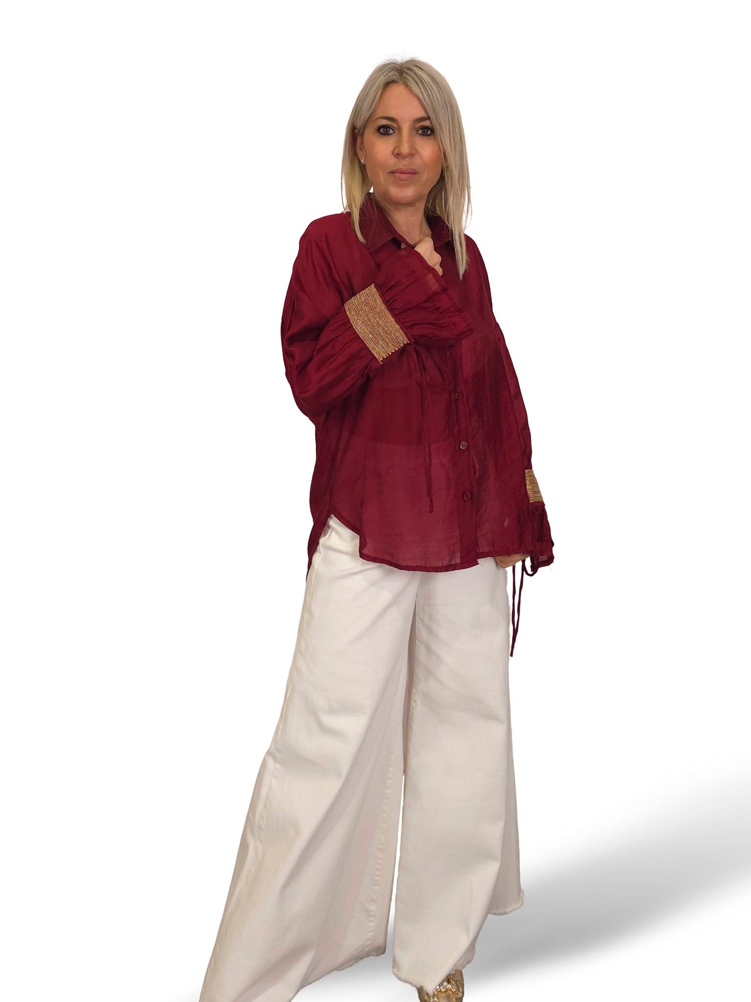 Chemise en mousseline JOT avec poignets dorés