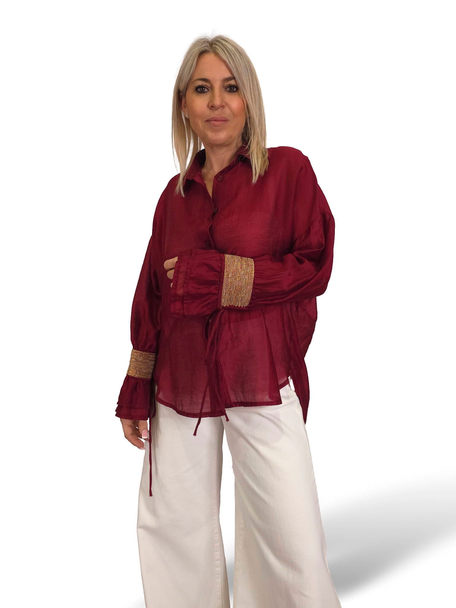 Chemise en mousseline JOT avec poignets dorés