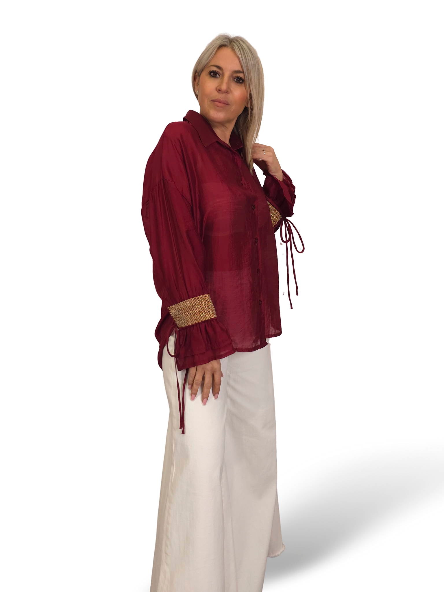 Chemise en mousseline JOT avec poignets dorés