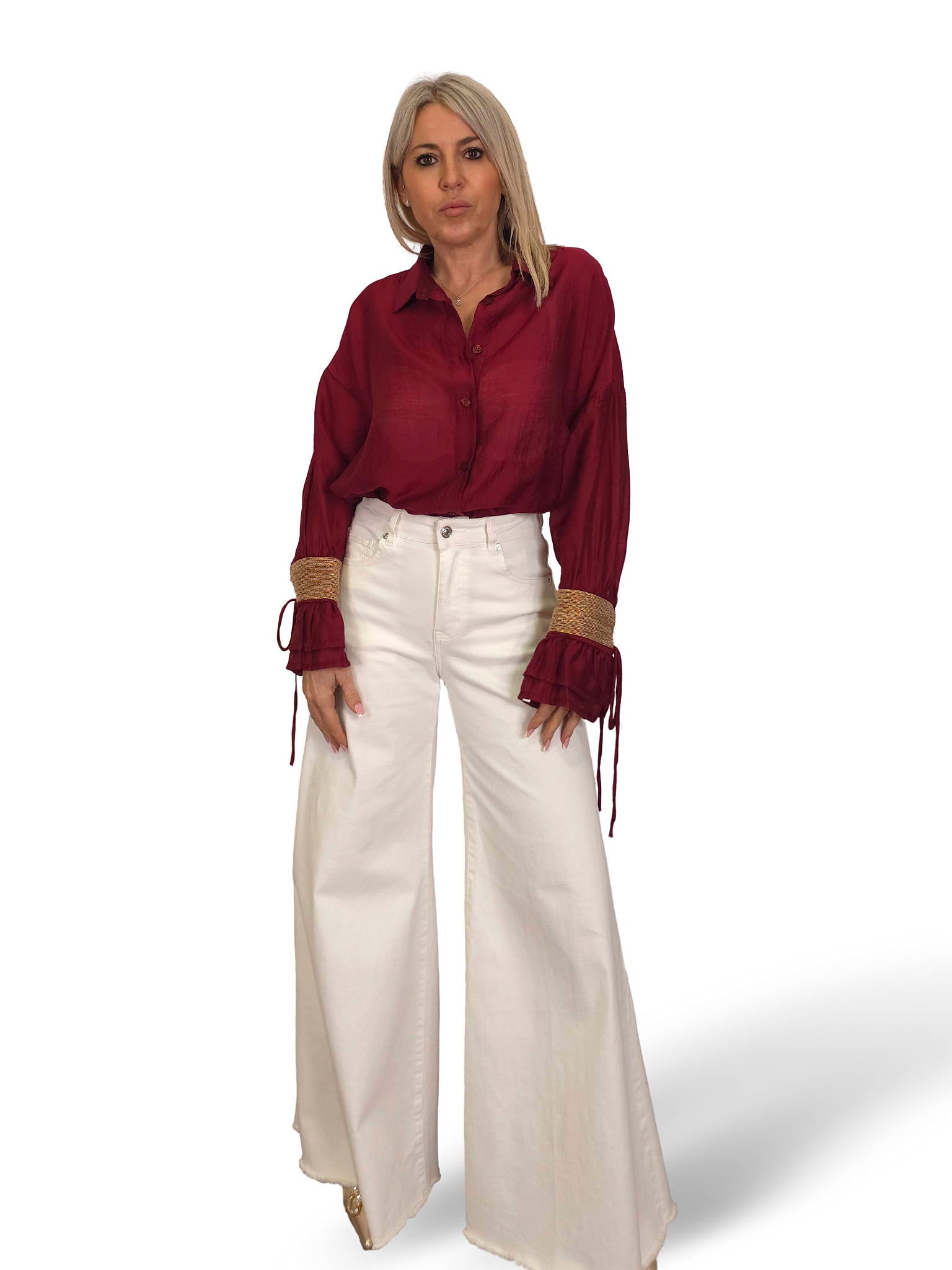 Chemise en mousseline JOT avec poignets dorés
