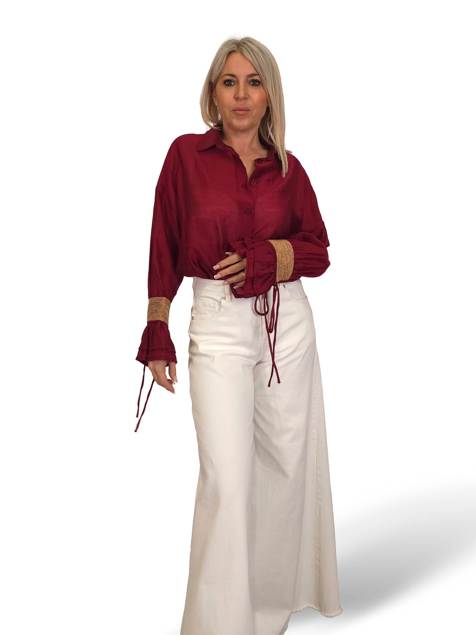 Chemise en mousseline JOT avec poignets dorés