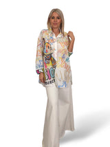 MAXI CAMISA ASIMETRICA LINO MULTICOLOR