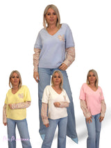 JERSEY PELUCHE MANGAS  CAMISA FLORES