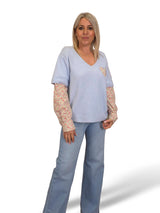 JERSEY PELUCHE MANGAS  CAMISA FLORES