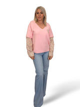 JERSEY PELUCHE MANGAS  CAMISA FLORES