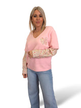 JERSEY PELUCHE MANGAS  CAMISA FLORES