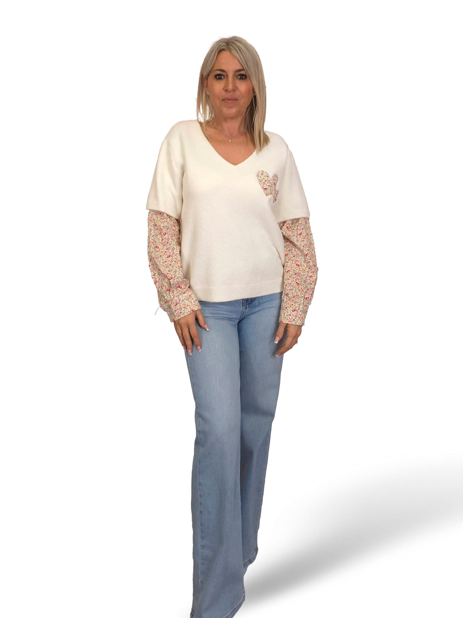 JERSEY PELUCHE MANGAS  CAMISA FLORES