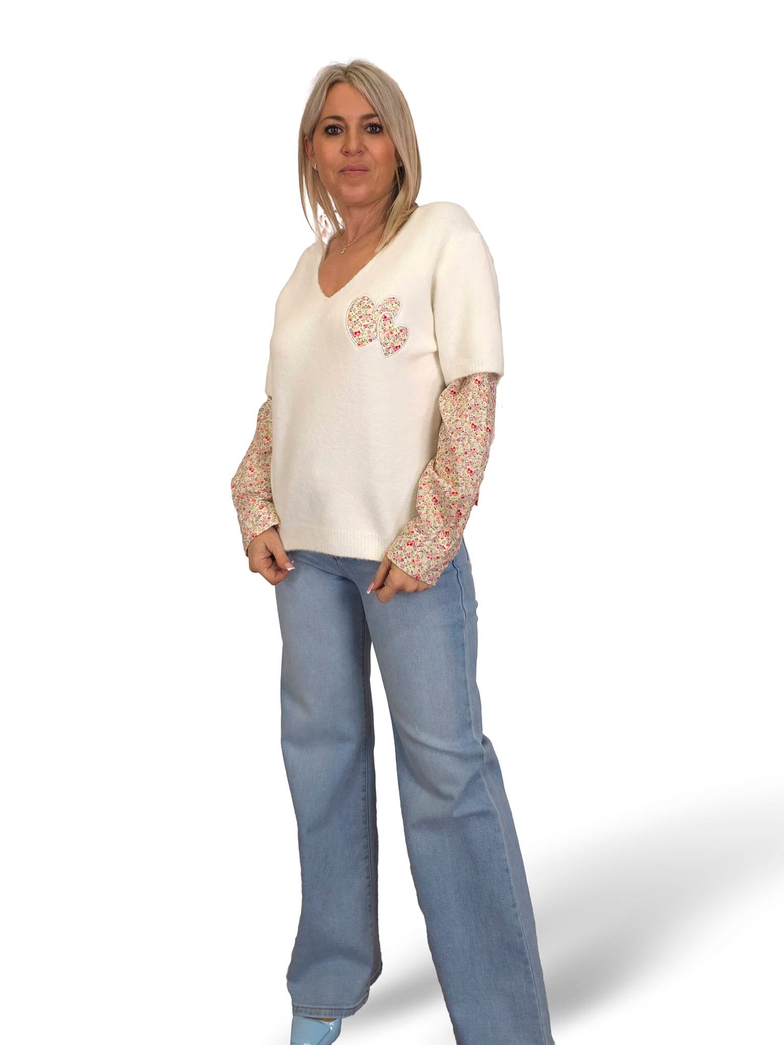 JERSEY PELUCHE MANGAS  CAMISA FLORES