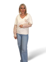 JERSEY PELUCHE MANGAS  CAMISA FLORES