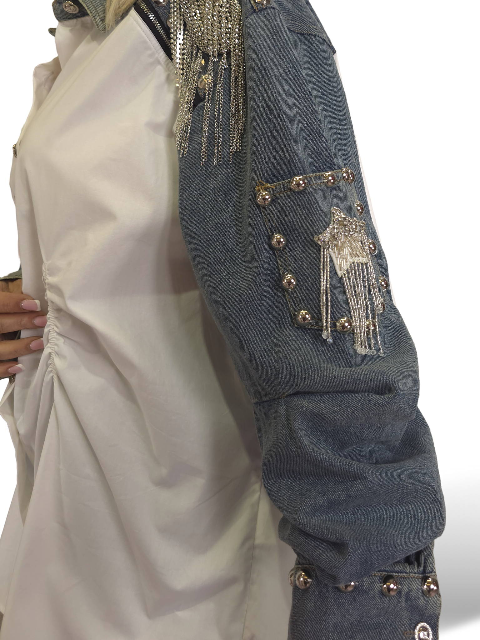 MAXI CAMISA COMBINADA TACHAS STRASS JOT