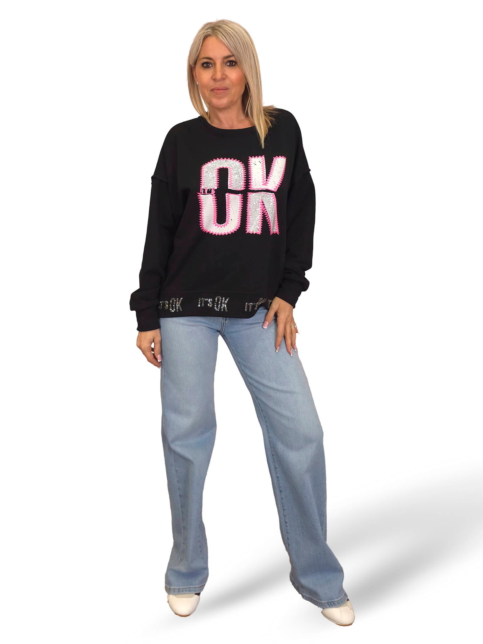 SUDADERA OVERSIZE OK STRASS