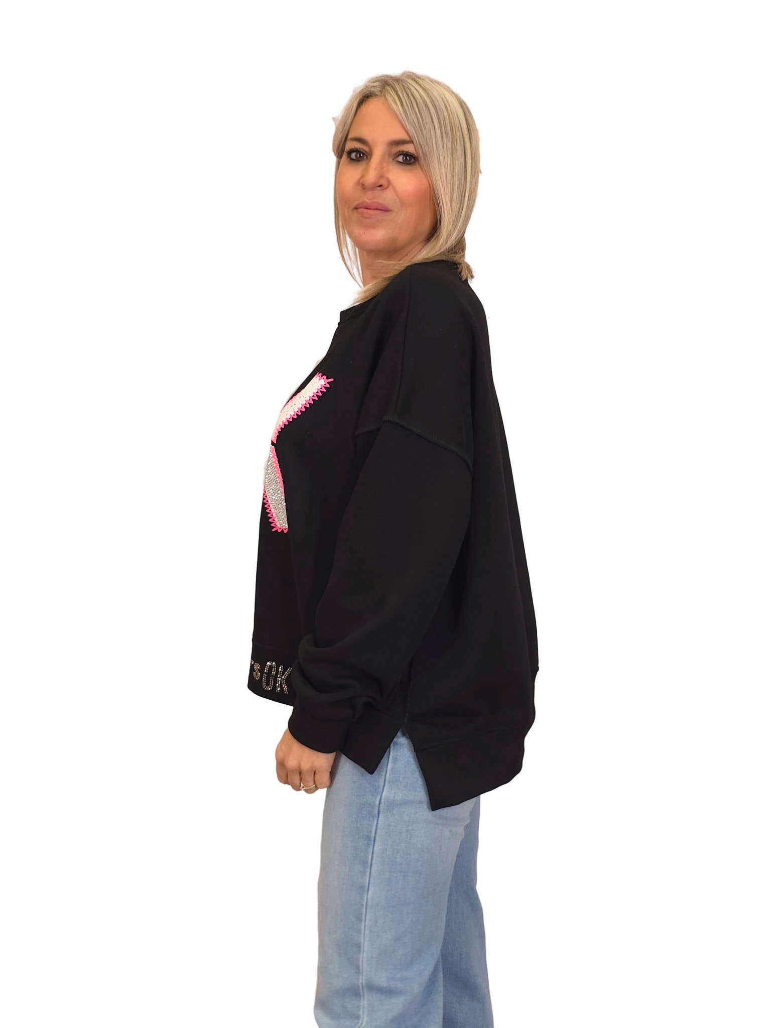 SUDADERA OVERSIZE OK STRASS