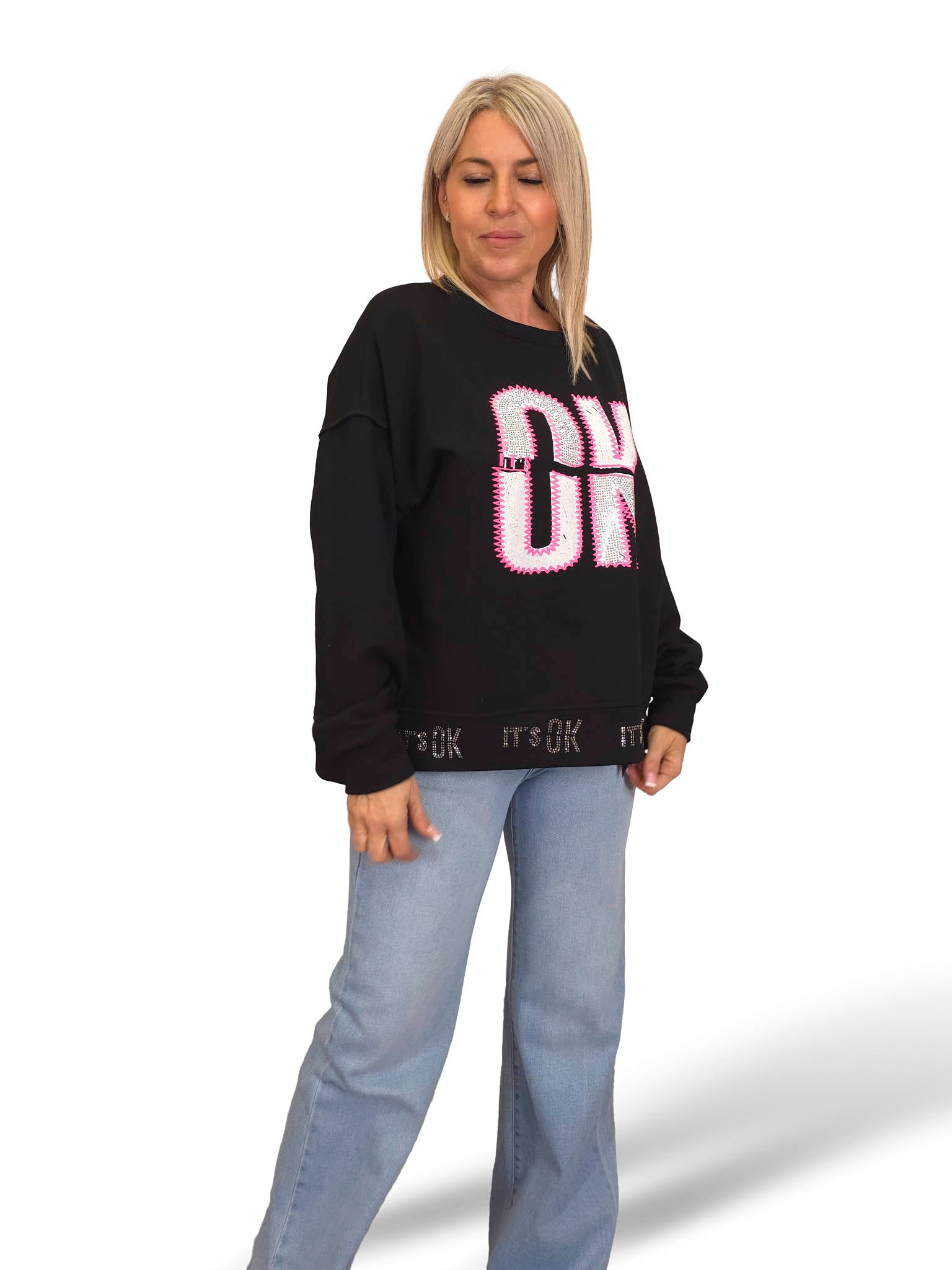 SUDADERA OVERSIZE OK STRASS