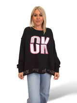 SUDADERA OVERSIZE OK STRASS