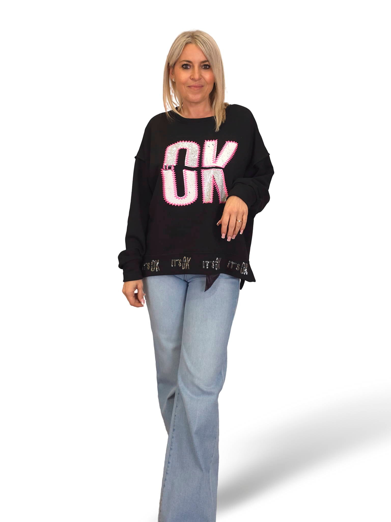 SUDADERA OVERSIZE OK STRASS