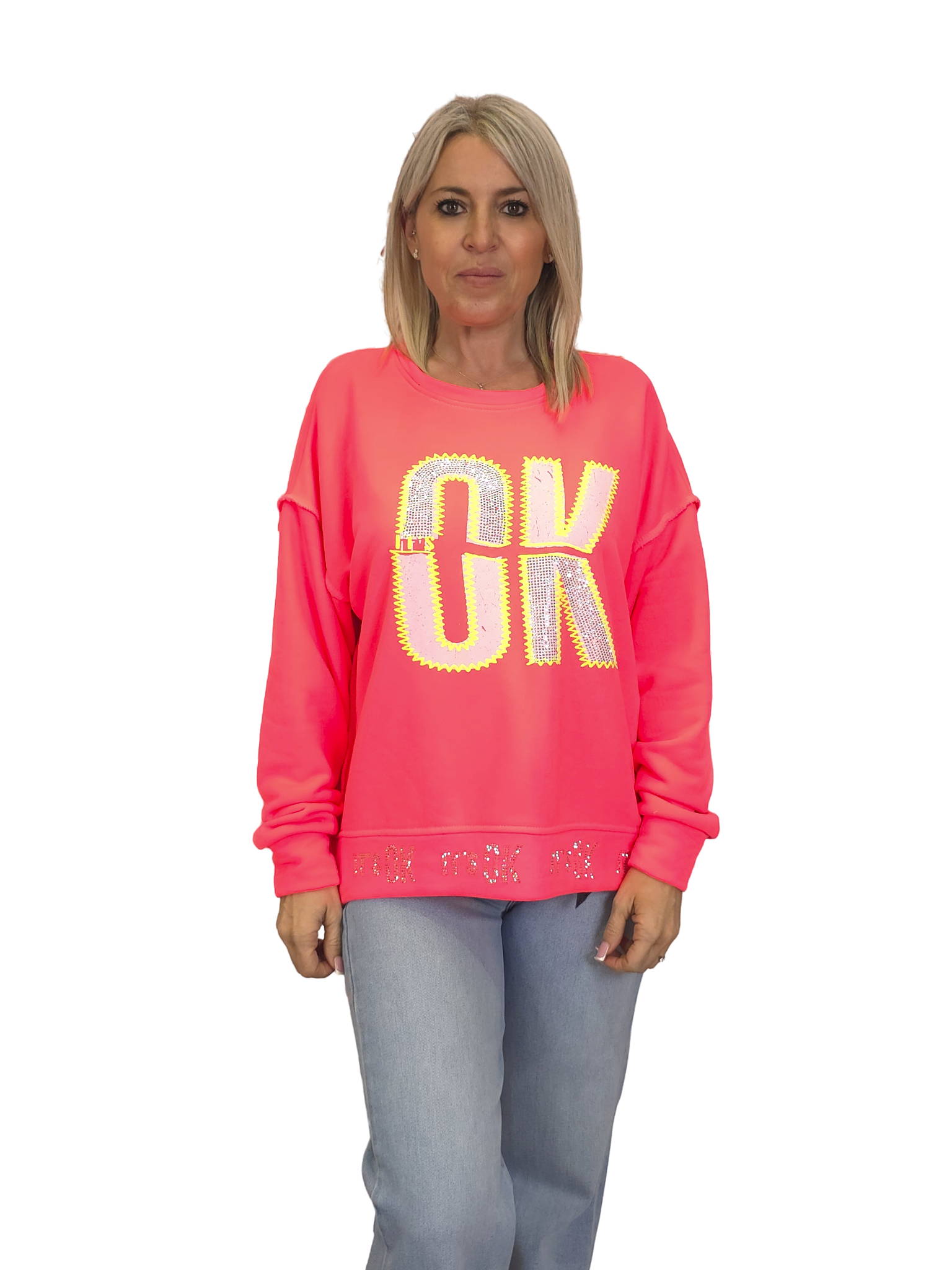 SUDADERA OVERSIZE OK STRASS