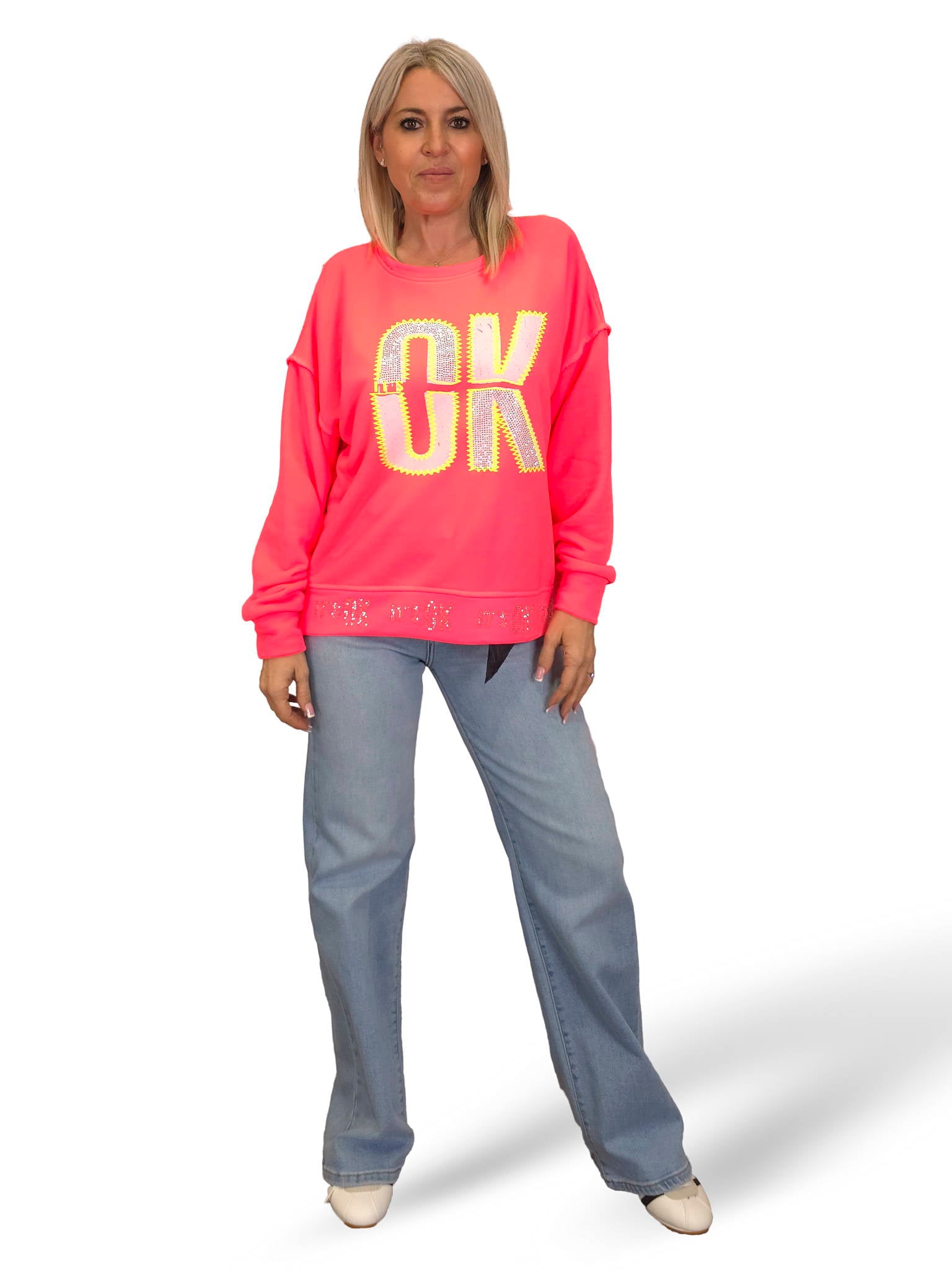 SUDADERA OVERSIZE OK STRASS