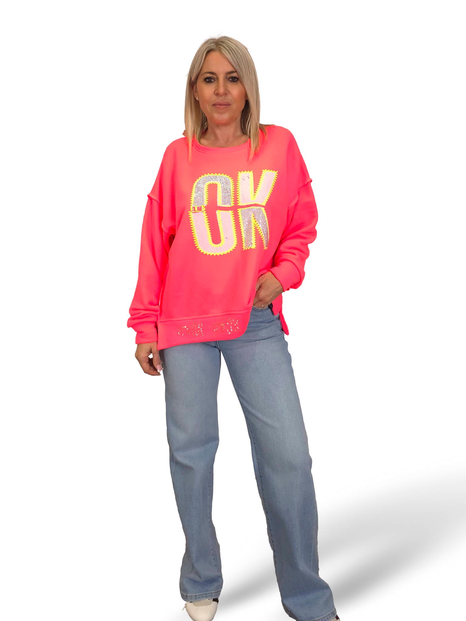 SUDADERA OVERSIZE OK STRASS