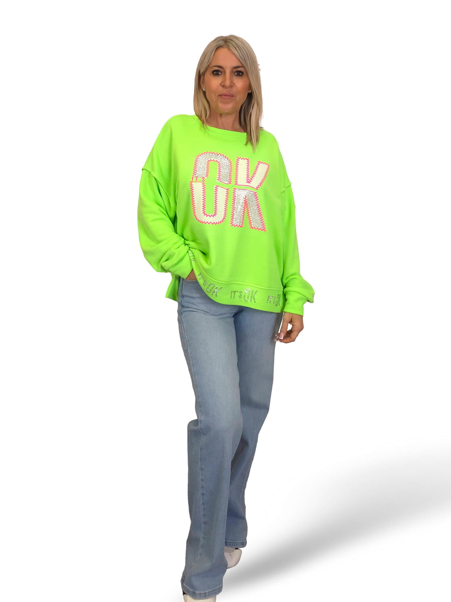 SUDADERA OVERSIZE OK STRASS