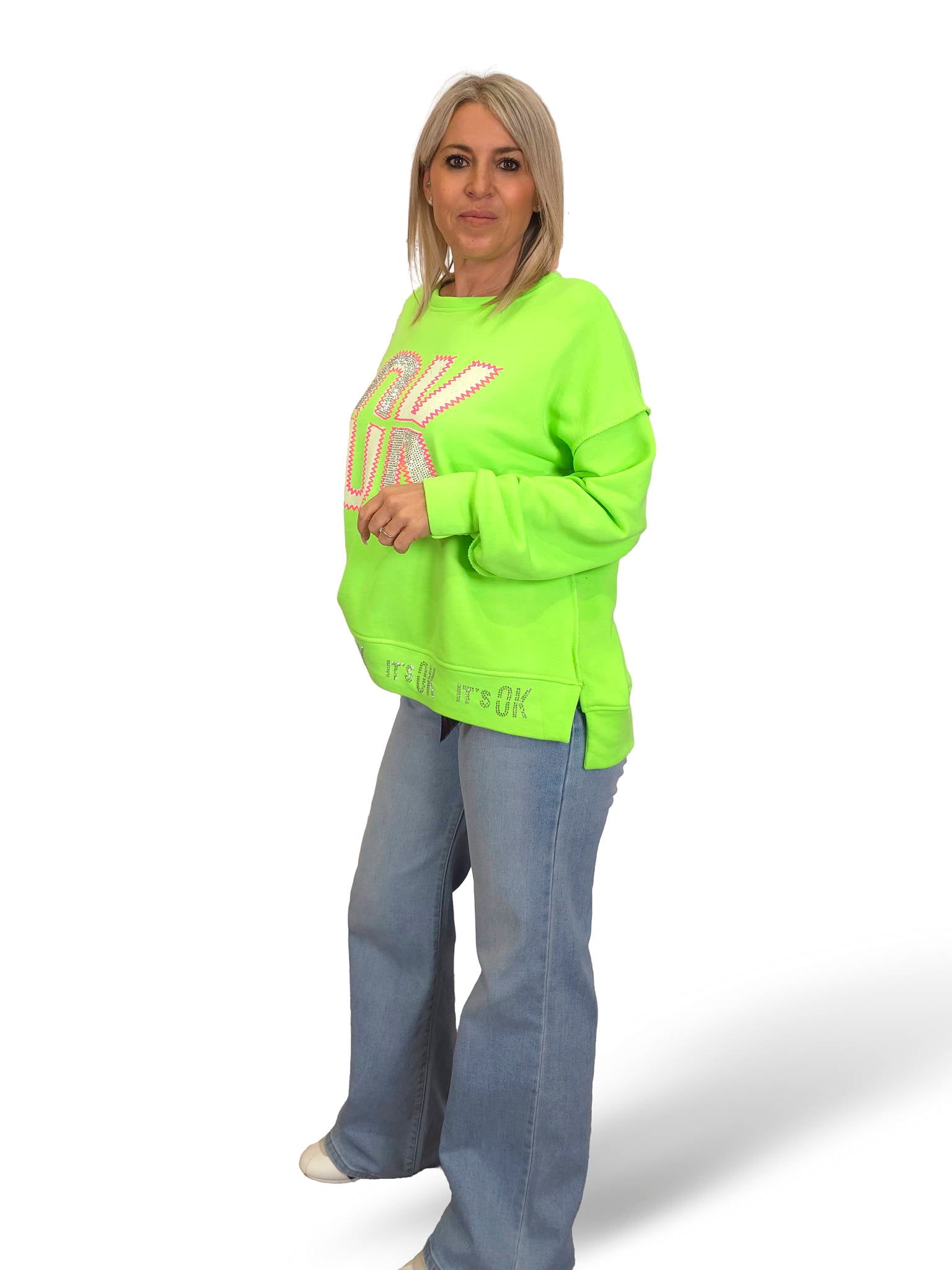 SUDADERA OVERSIZE OK STRASS