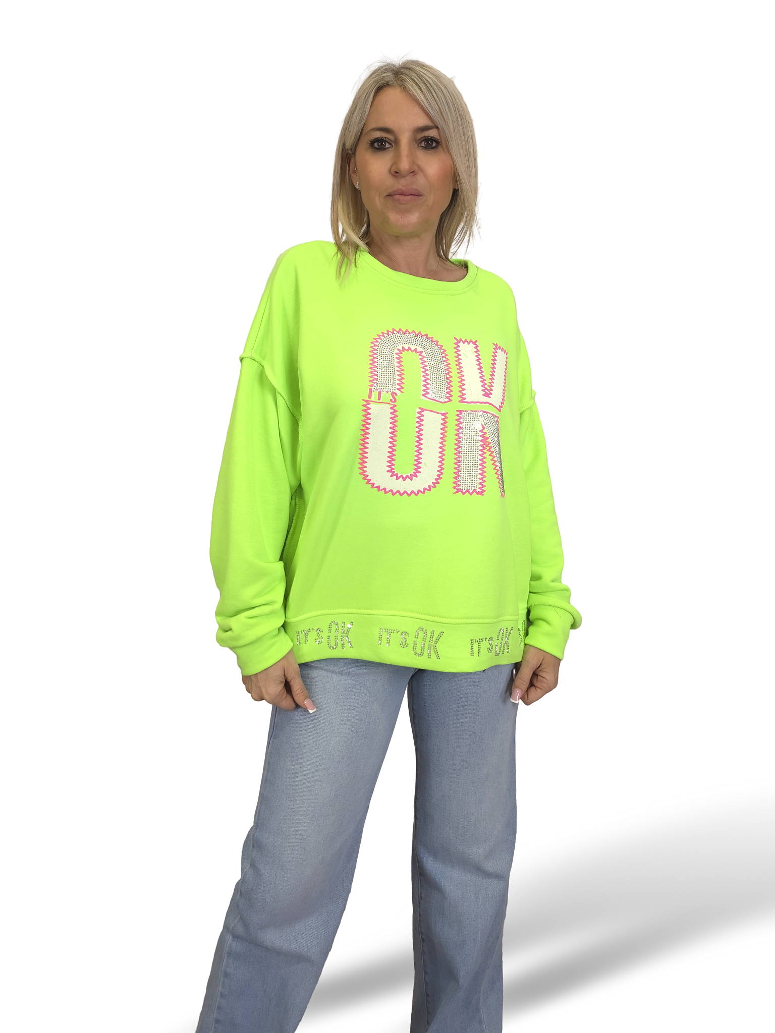 SUDADERA OVERSIZE OK STRASS