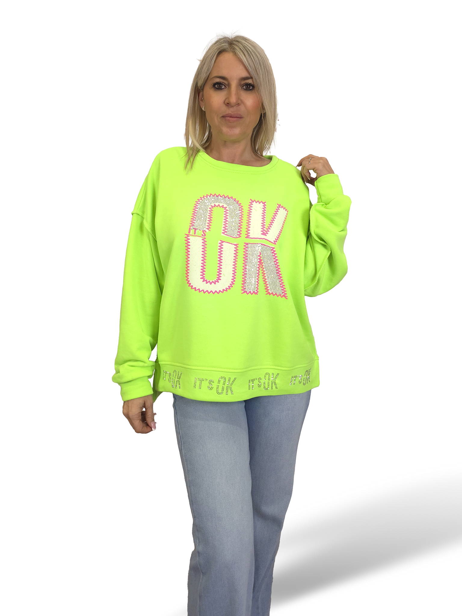 SUDADERA OVERSIZE OK STRASS