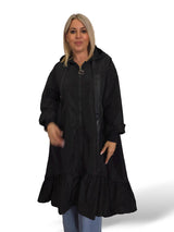Capa de chuva com folhos