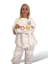 SUDADERA OVERSIZE MANGA FLOR
