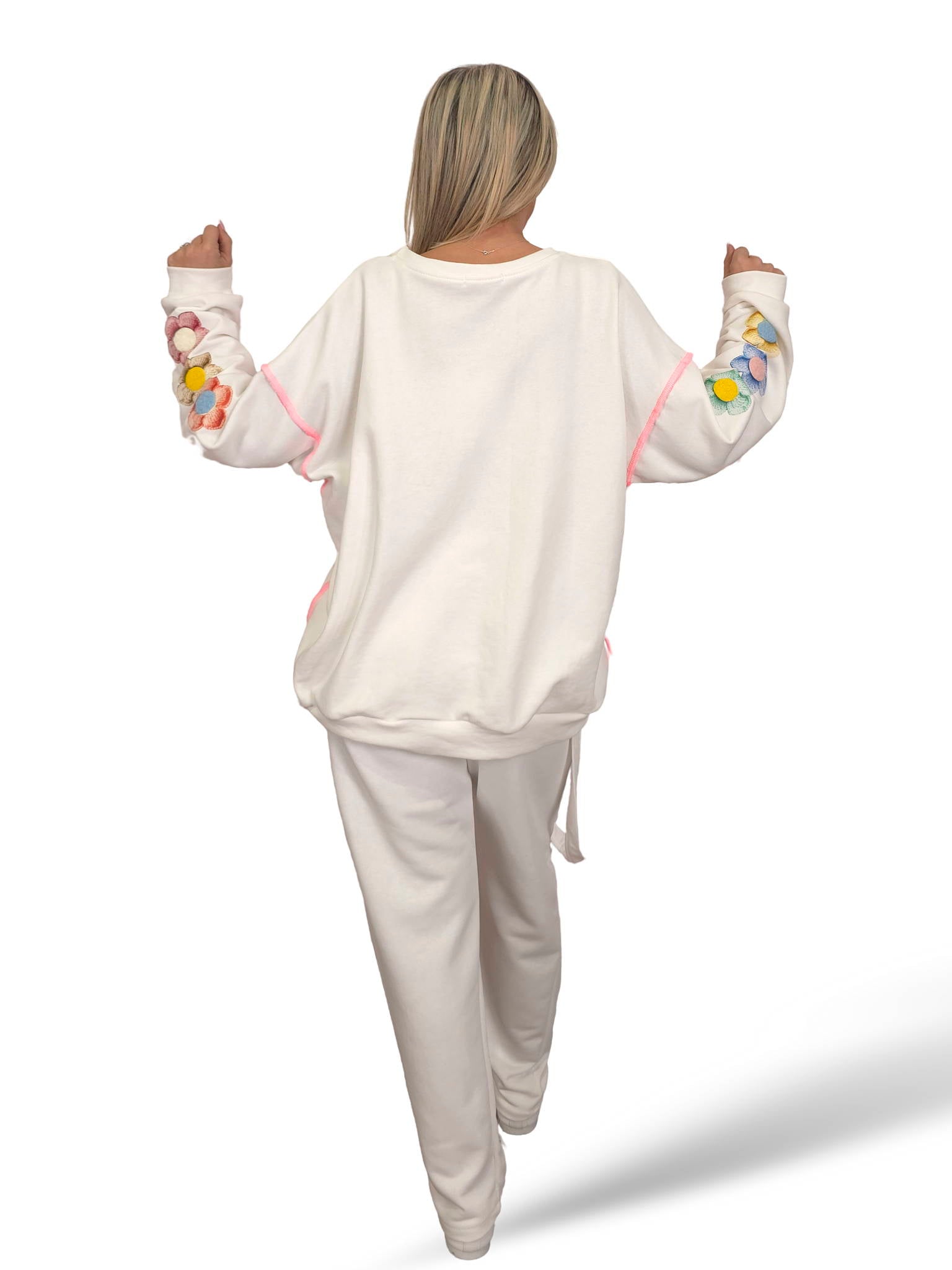 SUDADERA OVERSIZE MANGA FLOR