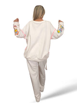 SUDADERA OVERSIZE MANGA FLOR