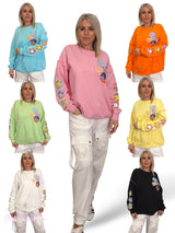 SUDADERA OVERSIZE MANGA FLOR