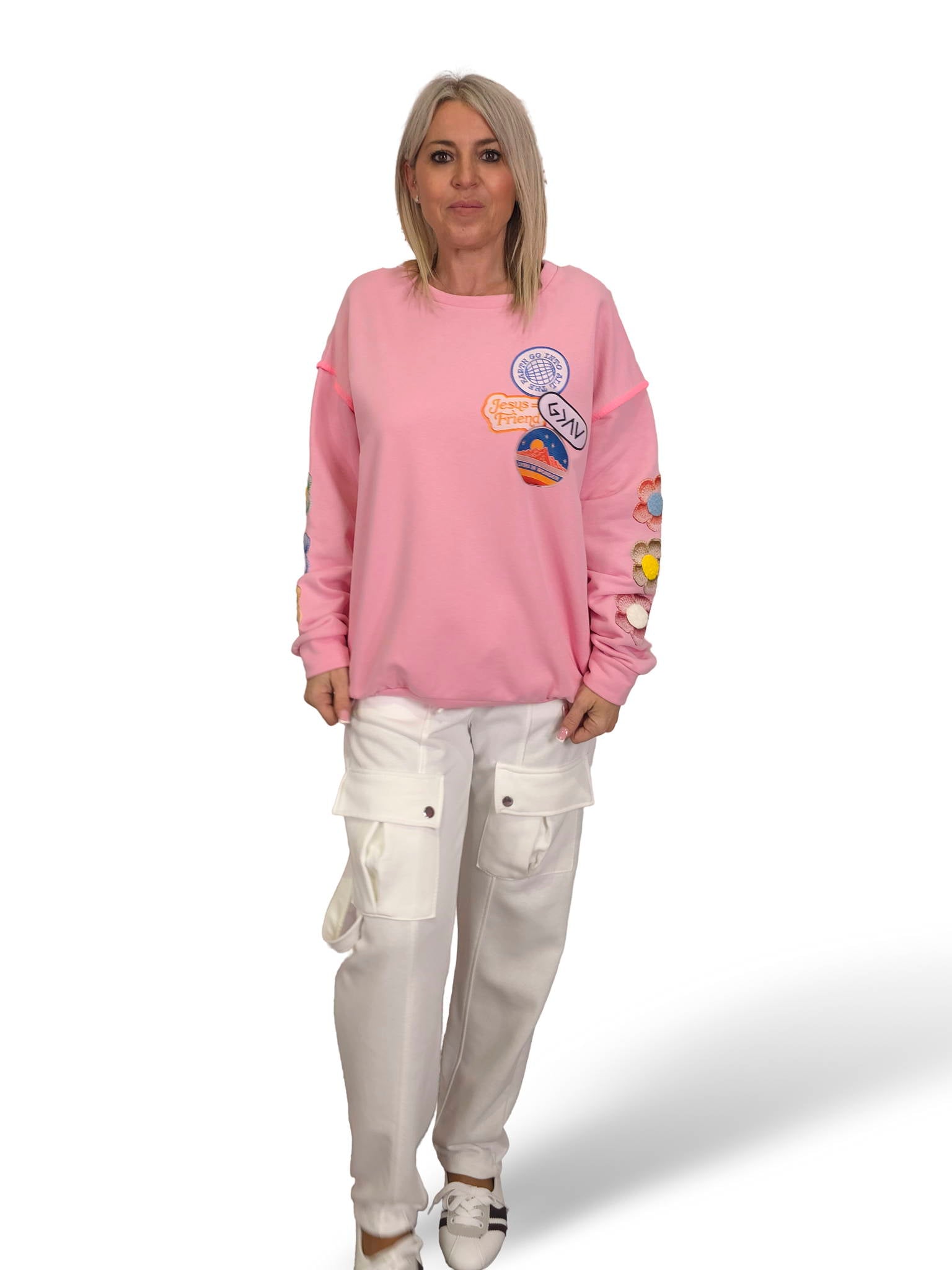 SUDADERA OVERSIZE MANGA FLOR