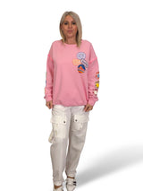 SUDADERA OVERSIZE MANGA FLOR