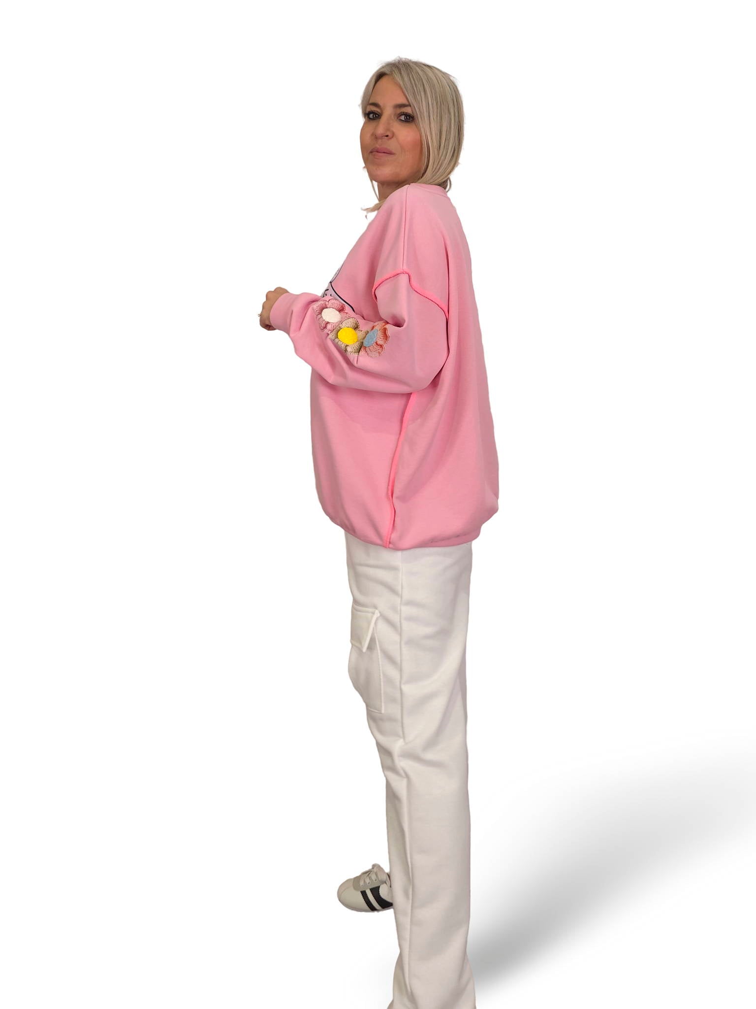 SUDADERA OVERSIZE MANGA FLOR