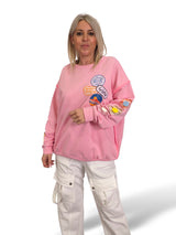 SUDADERA OVERSIZE MANGA FLOR