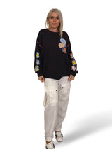 SUDADERA OVERSIZE MANGA FLOR