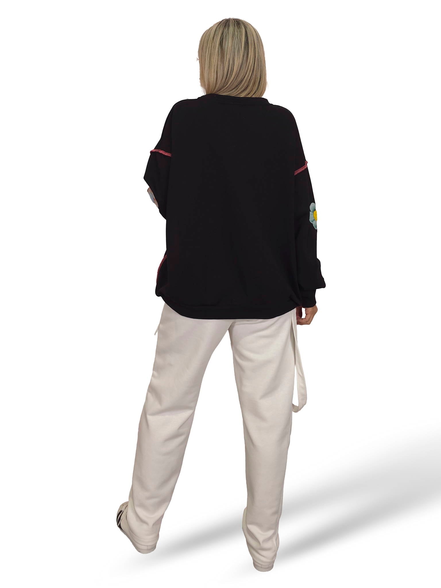 SUDADERA OVERSIZE MANGA FLOR