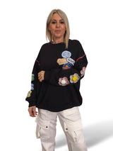 SUDADERA OVERSIZE MANGA FLOR