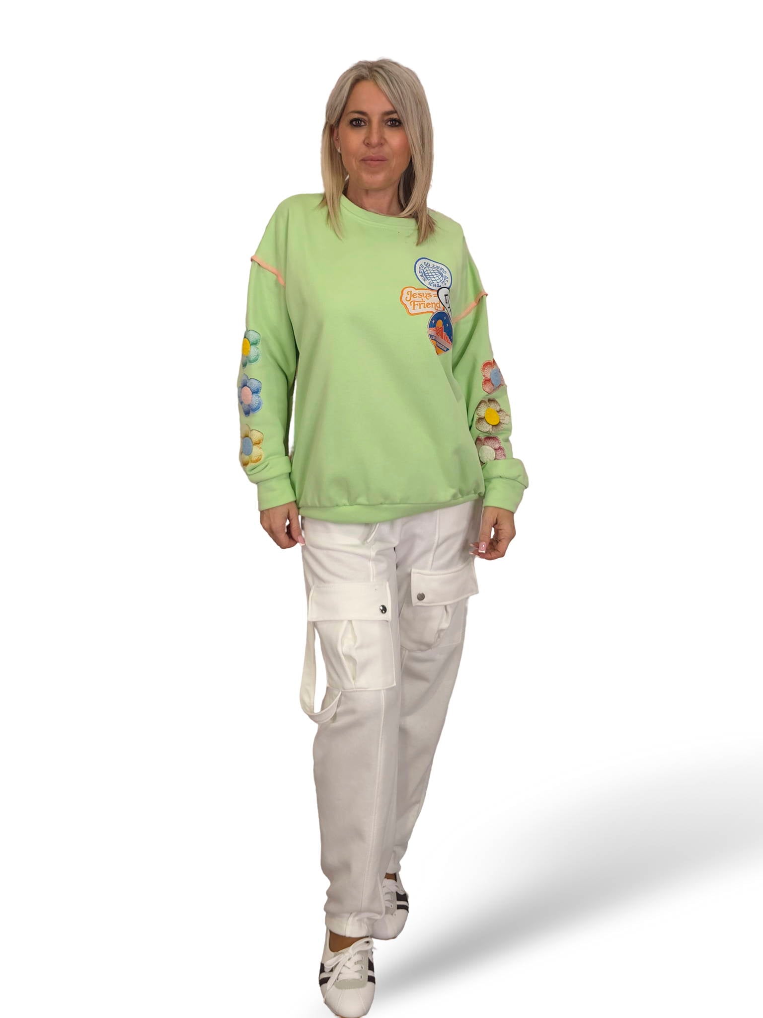 SUDADERA OVERSIZE MANGA FLOR