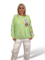 SUDADERA OVERSIZE MANGA FLOR