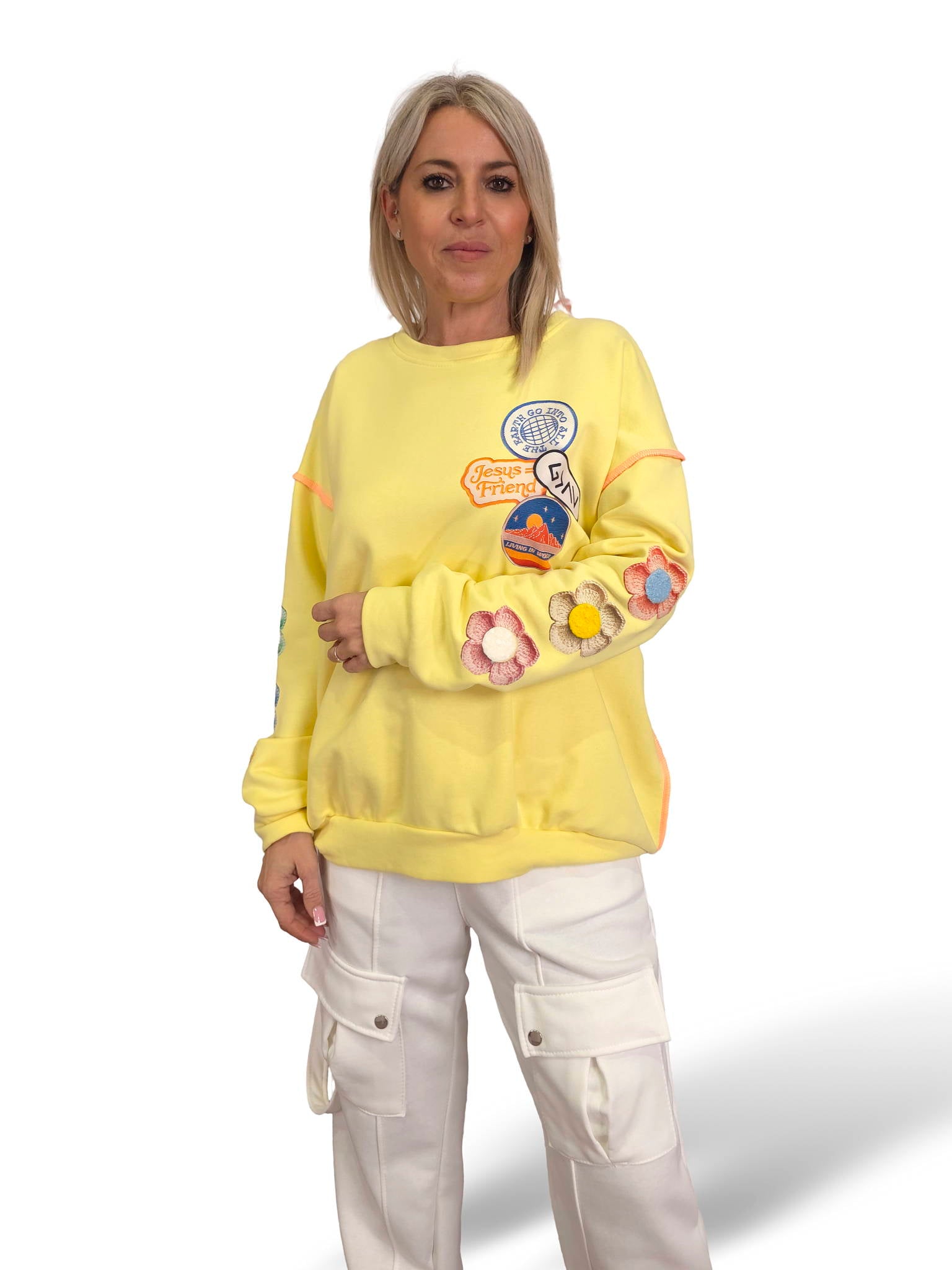 SUDADERA OVERSIZE MANGA FLOR