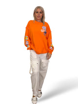 SUDADERA OVERSIZE MANGA FLOR