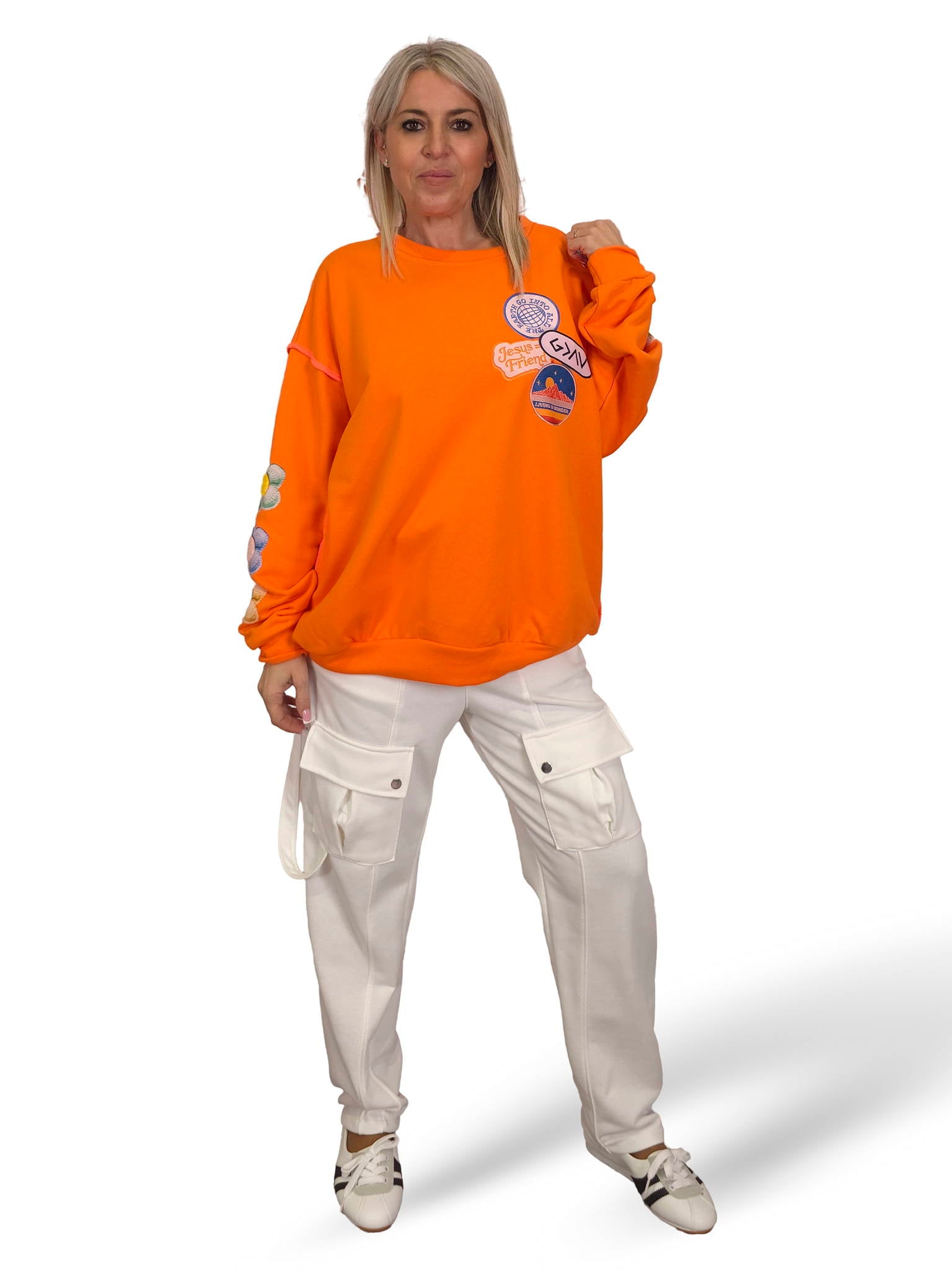 SUDADERA OVERSIZE MANGA FLOR