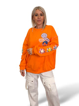 SUDADERA OVERSIZE MANGA FLOR