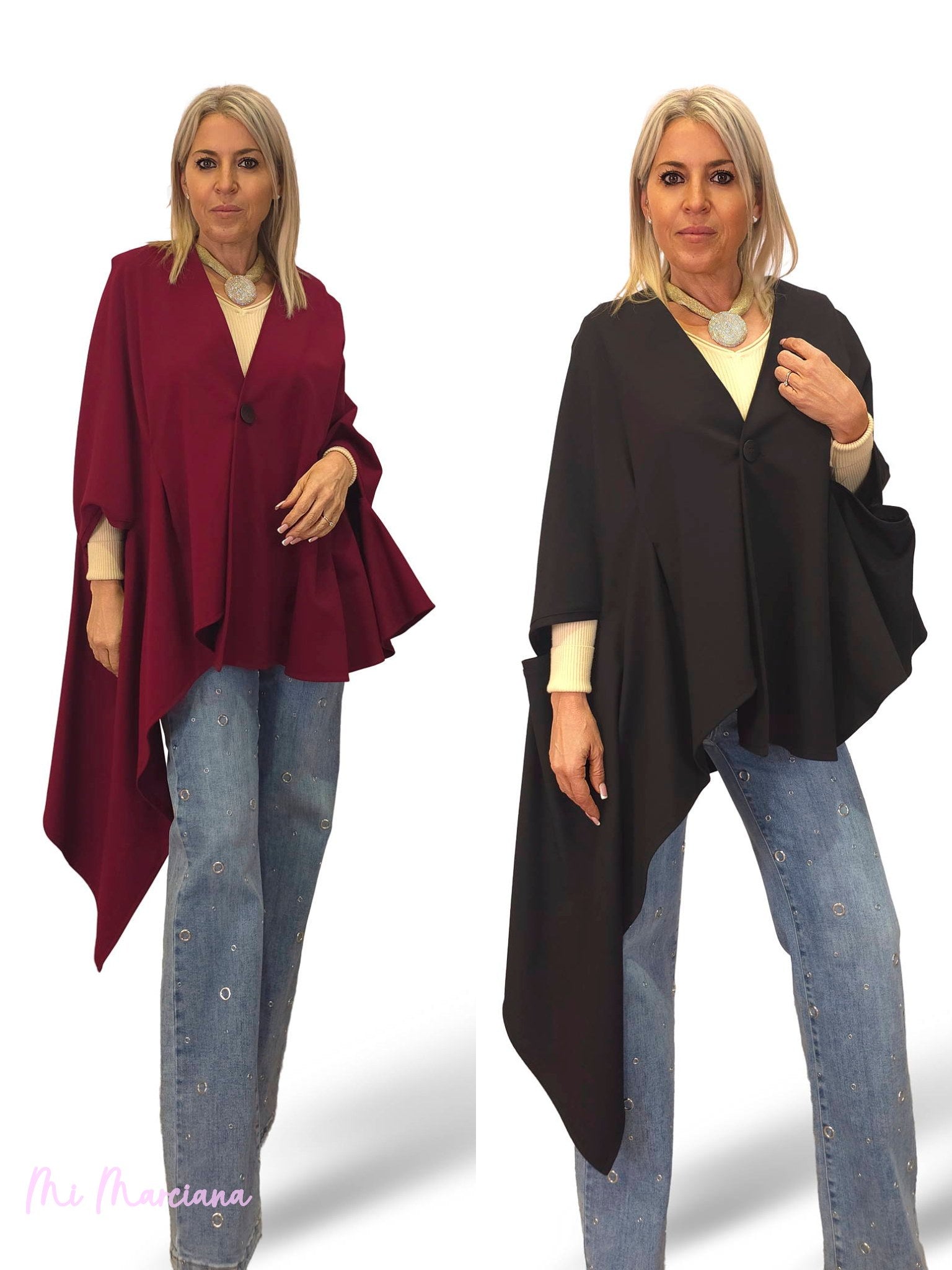 PONCHO ASIMETRICO PUNTO ROMA JOT