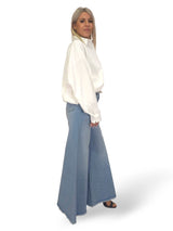 JEANS PALAZZO DESHILACHADO STRASS JOT