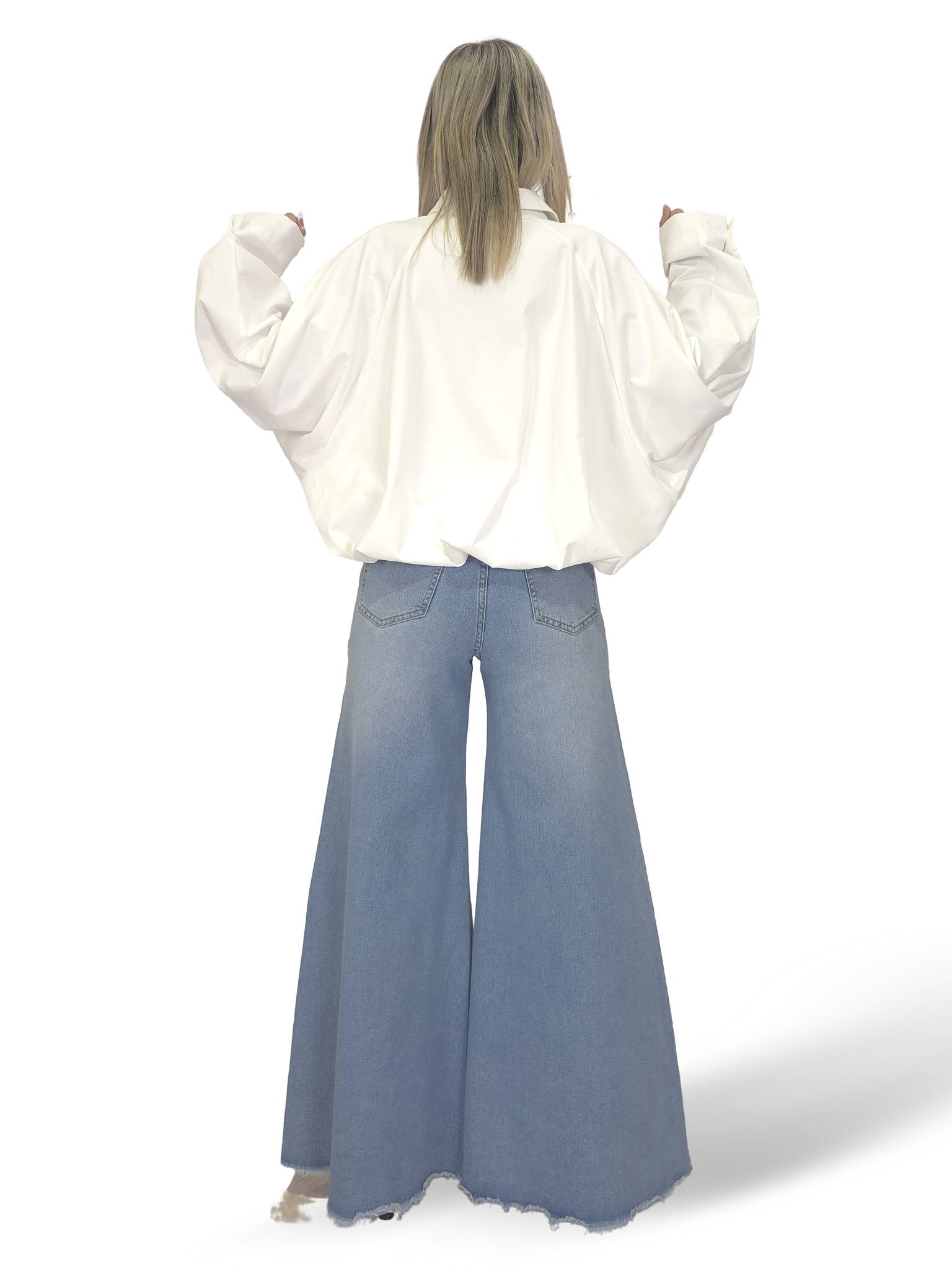 JEANS PALAZZO DESHILACHADO STRASS JOT