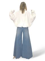 JEANS PALAZZO DESHILACHADO STRASS JOT